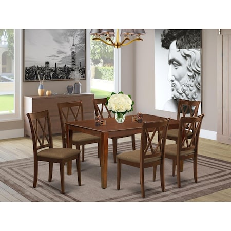 East West Furniture 7 Piece Capri Dinette Set - Mahogany CACL7-MAH-C